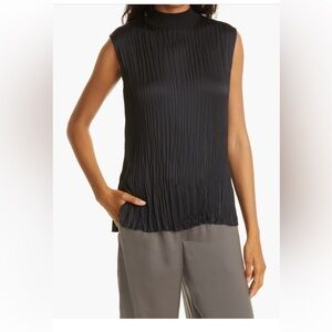 Vince Black Pleated Sleeveless Top
